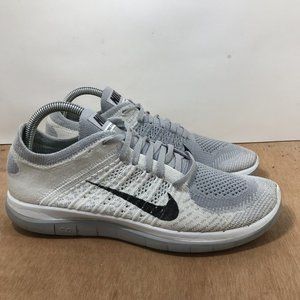 Nike Womens Free 4.0 Flyknit Running Shoes Sneakers 631050-101 Gray Size 9.5
